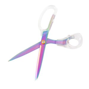 acrylic scissors, 9” ultra-sharp titanium coated blades and sharp all-purpose scissors, sewing scissors, office scissors, comfortable handle design, versatile usage (rainbow)