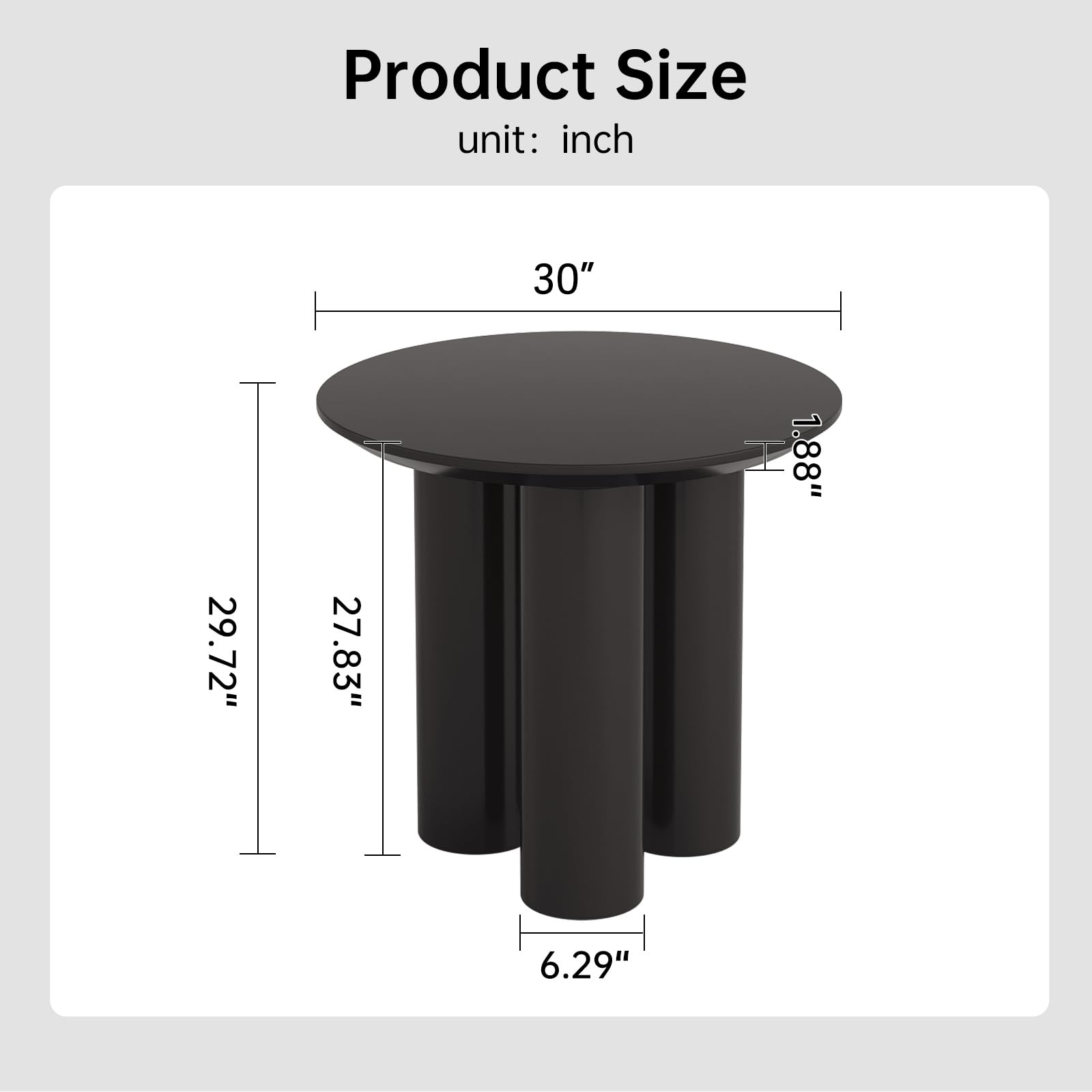 Guyii 30" Modern Round Dining Table for 2 Black Kichen Table with 3 Legs Small Nesting Table for 2 Tea Table for Dining Room KIchen Room Restaurant Table Saving Space