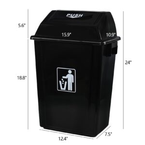 Saedy 10 Gallon Kitchen Garbage Can Pack of 4, Black Trash Bin with Swing Lid