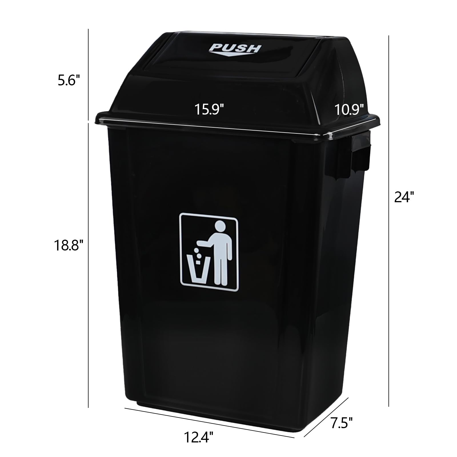 Saedy 10 Gallon Kitchen Garbage Can Pack of 4, Black Trash Bin with Swing Lid