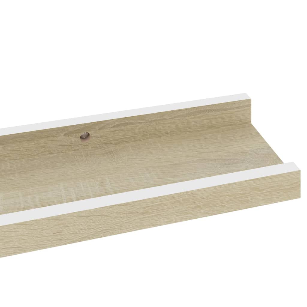 Wall Shelves 4 pcs White and Sonoma Oak,Kitchen Shelves,Display Shelf,Wall Storage Shelves,Floating Shoe Shelves,Modern Stely,for Restaurant,Bar,Home, Kitchen,Laundry,Garage,23.6"x3.5"x1.2"