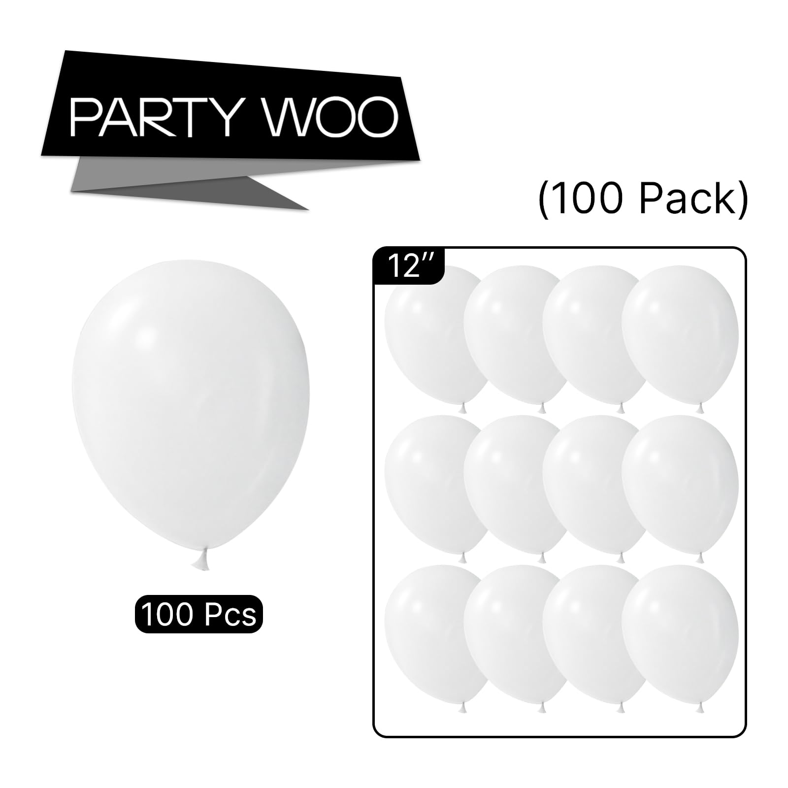 PartyWoo Pearl White Balloons 100 pcs 12 Inch White Balloons Pearl Balloons for White Pearl Balloons Wedding Party Engagement Bridal Baby Shower Birthday Graduation White Party Decorations White-Z30