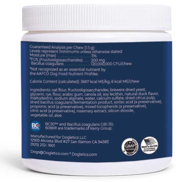 Dogletics Gut Health Probiotic & Prebiotic - 90ct Support Stomach Microbiome, Prevent Digestive Problems, Reduce Anal Gland Issues, Improve Immune Function and Overall Energy