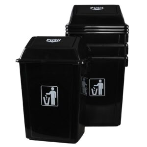 saedy 10 gallon kitchen garbage can pack of 4, black trash bin with swing lid