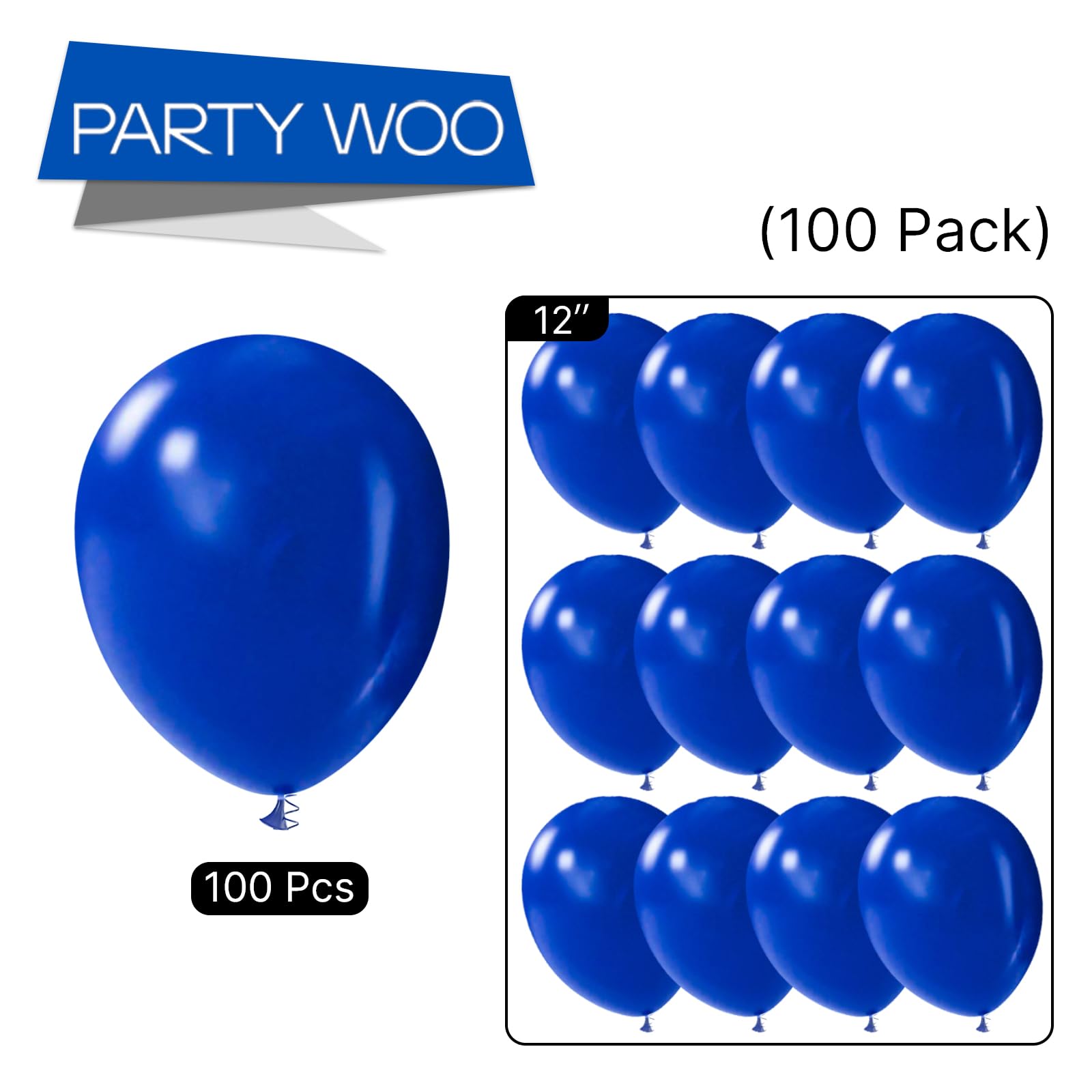 PartyWoo Royal Blue Balloons 100 pcs 12 Inch Blue Balloons Dark Blue Balloons for Birthday Graduation Baby Shower Baseball Independence Day Memorial Day Anniversary Blue Party Decorations Blue-Y59