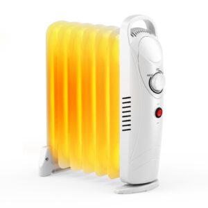 air choice oil heater, 700w oil filled radiator heater with adjustable thermostat, electric heater heat up 120 sq.ft quickly for home, office