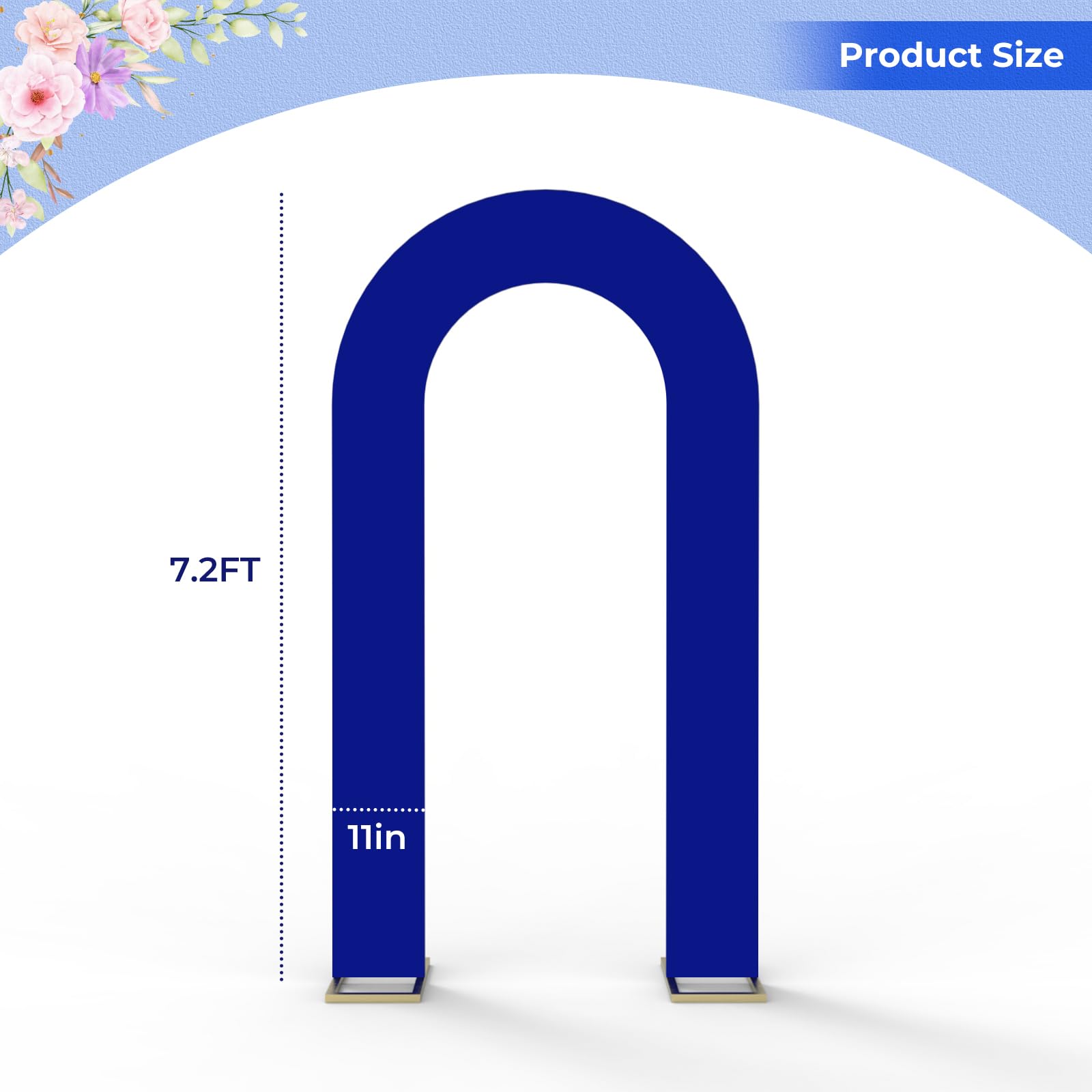 Babenest 7.2Ft Spandex Open Arch Backdrop Cover, Fitted Double-Sided U-Shaped Wedding Arch Cover, Round Top Chiara Stand Cover for Ceremony Baby Shower Birthday Party Decoration (Royal Blue)