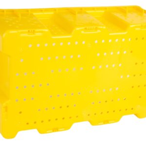 Hudson Exchange 24 x 16 x 7.3" (7.5 Gallon) Agricultural Nest and Stack Vented Crate Handled Storage Container Tote, Yellow (4 Pack)