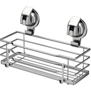 DOLRIS Shower Caddy, Suction Cup Shower Shelf with Hooks, Shower Organizer Rust Proof SUS304 Stainless Steel, Silver