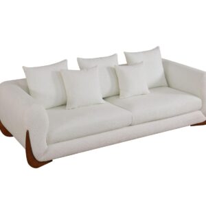 GEBADOL 86" Modern Living Room Furniture, White Sherpa Couch, 3 Seater Lambswool Sofa for Living Room/Apartment/Office