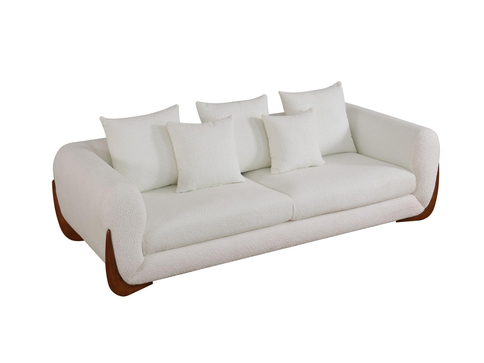 GEBADOL 86" Modern Living Room Furniture, White Sherpa Couch, 3 Seater Lambswool Sofa for Living Room/Apartment/Office