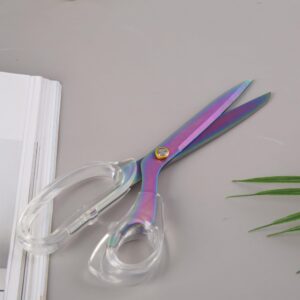 Acrylic Scissors, 9” Ultra-Sharp Titanium Coated Blades and Sharp All-Purpose Scissors, Sewing Scissors, Office Scissors, Comfortable Handle Design, Versatile Usage (Rainbow)