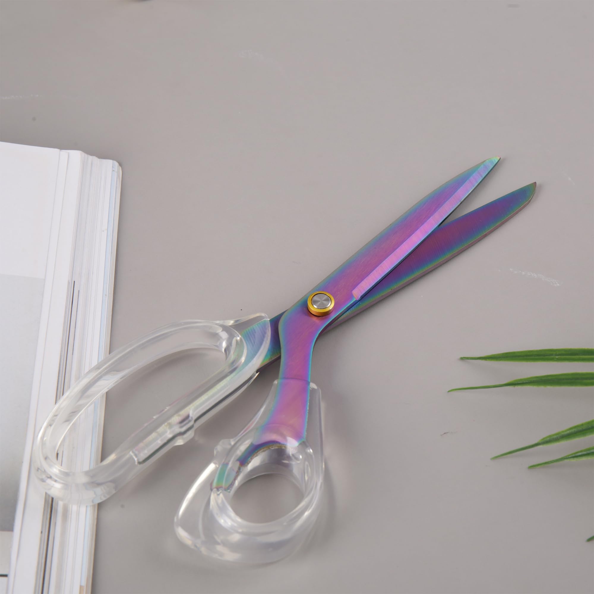 Acrylic Scissors, 9” Ultra-Sharp Titanium Coated Blades and Sharp All-Purpose Scissors, Sewing Scissors, Office Scissors, Comfortable Handle Design, Versatile Usage (Rainbow)