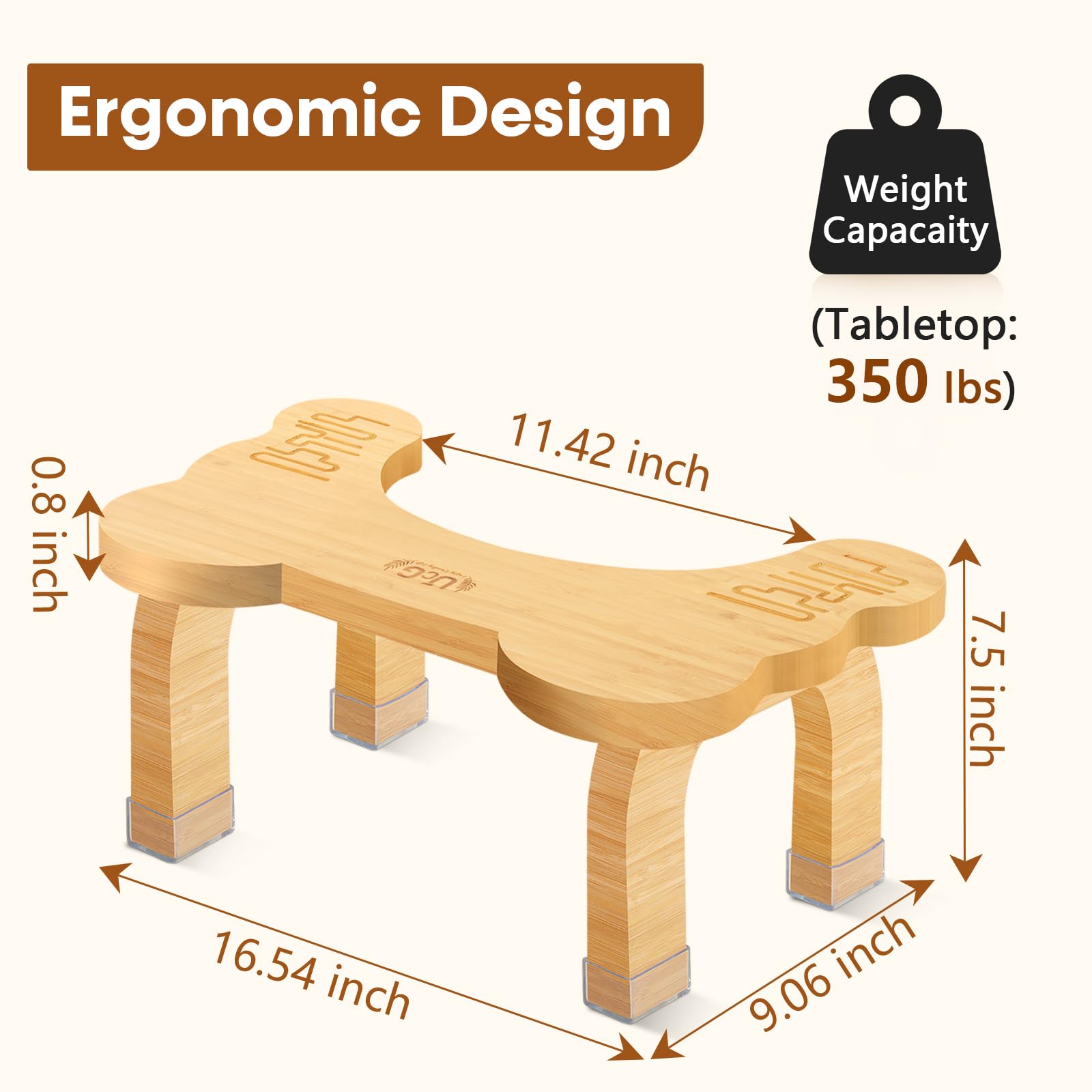 UTCG Bamboo Toilet Stool for Bathroom - Promotes Healthy Digestion, Non-Slip Design, 8 Inch Height, Ideal for Potty Training and Adults