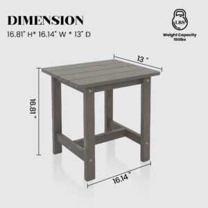 juserox Outdoor Side Table, Adirondack Small Patio Table, Plastic Small Outdoor Table, HDPS Side Table for Pool, Balcony, Porch, Deck, Backyard, Indoor or Outdoor Use, Grey