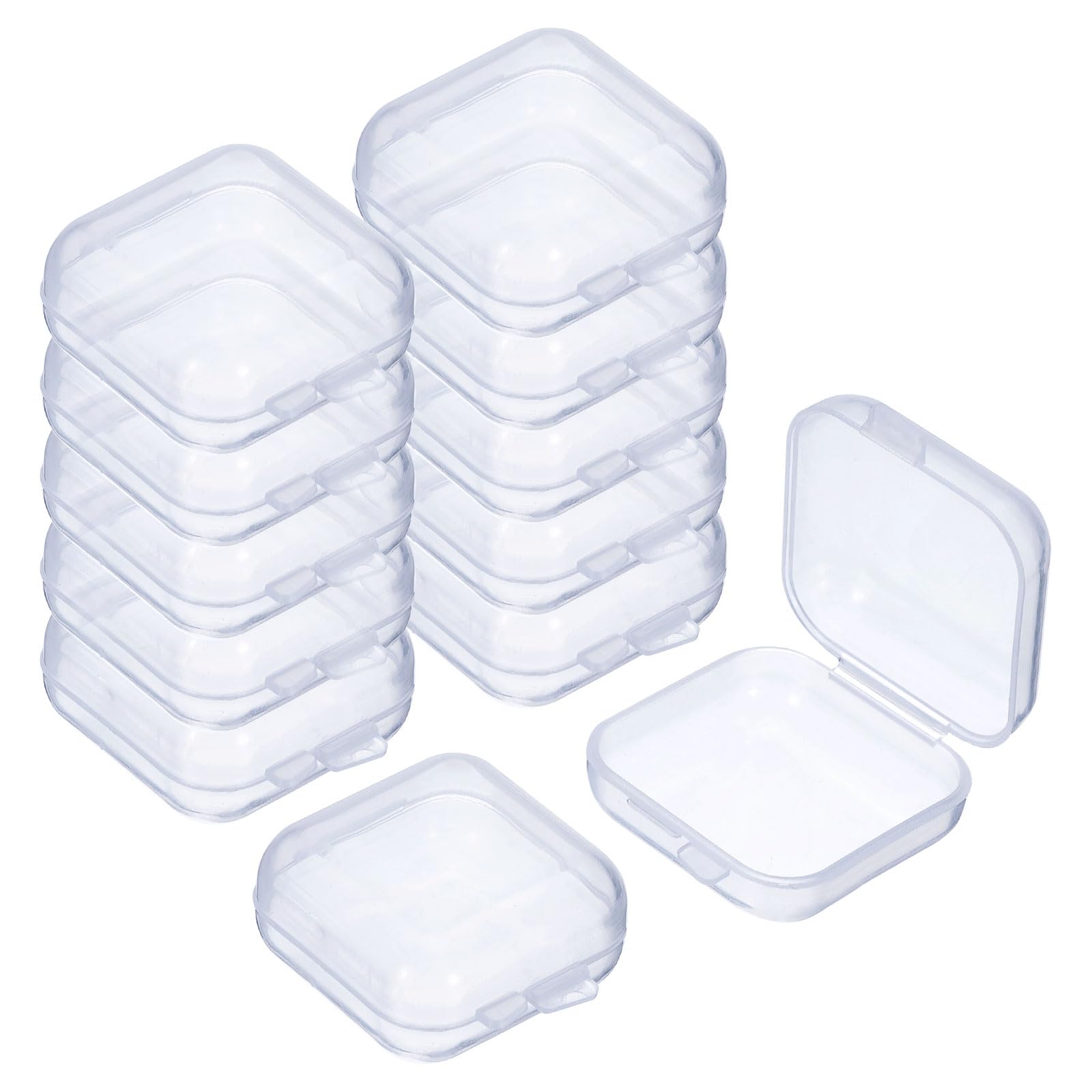 uxcell 24Pcs Clear Small Plastic Beads Storage Containers with Lids, Square Anti-Oxidation Jewelry Storage Boxes for Small Items Craft, Beads, Ear Studs, Necklaces(1.4×1.38×0.79In)