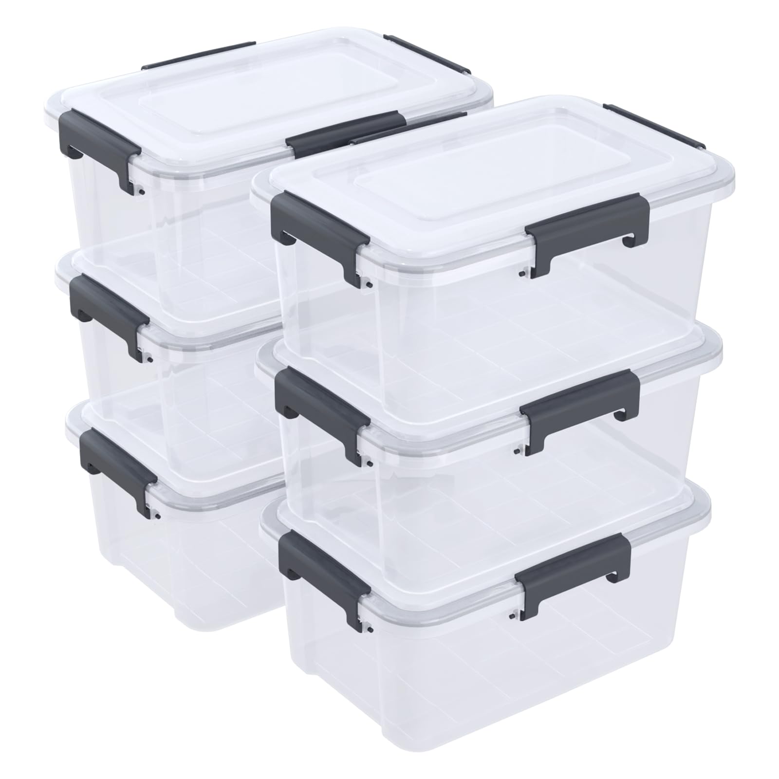 Easymanie 10 Quart Airtight Storage Tote pack of 6, Clear Latching Storage Box