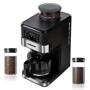 ranbomer coffee maker with grinder, 10 cup coffee machine,programmable grind & brew, keep warm plate coffee machine and burr grinder combo，51 oz