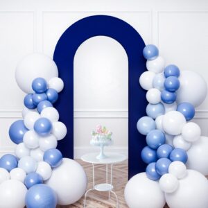 babenest 7.2ft spandex open arch backdrop cover, fitted double-sided u-shaped wedding arch cover, round top chiara stand cover for ceremony baby shower birthday party decoration (royal blue)