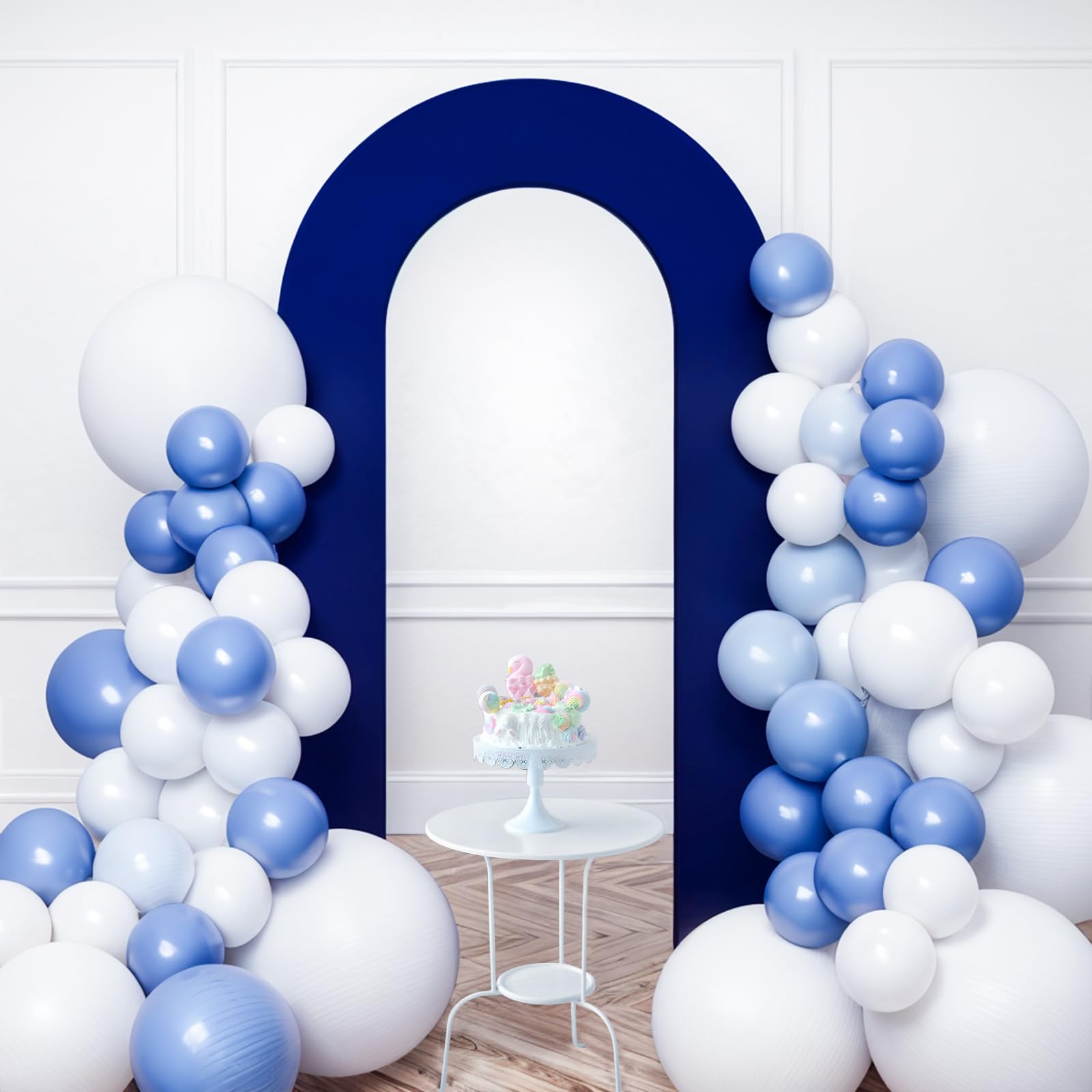 Babenest 7.2Ft Spandex Open Arch Backdrop Cover, Fitted Double-Sided U-Shaped Wedding Arch Cover, Round Top Chiara Stand Cover for Ceremony Baby Shower Birthday Party Decoration (Royal Blue)