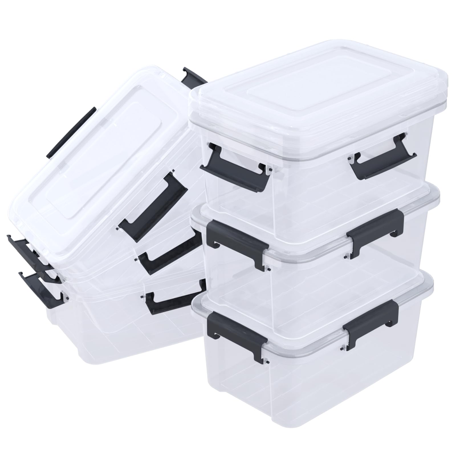 Easymanie 10 Quart Airtight Storage Tote pack of 6, Clear Latching Storage Box