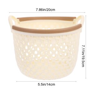 MAGICLULU Flexible Laundry Baskets, 20cm Hollow Out Plastic Laundry Hamper Washing Basket Clothes Bin Sundries Storage Organizer with Carry Handles for Bathroom Beige