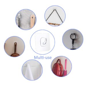 Gjinxi 30PCs Clear Adhesive Wall Hooks for Hanging, Transparent Sticky Hooks for Wall No Damage, Acrylic Self Adhesive Utility Hooks Siding Heavy Duty Hook for Kitchen Bathroom Shower Bedroom Office