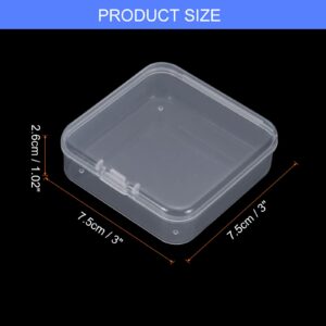 uxcell 12Pcs Clear Small Plastic Beads Storage Containers with Lids, Square Anti-Oxidation Jewelry Storage Boxes for Small Items Craft, Beads, Ear Studs, Necklaces(3×2.95×1.02In)