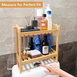 Graceware Over The Toilet Storage Shelf with Adhesive Stickers, Easy Install 2-Tier Bathroom Toilet Shelf Rack Organizer, Bamboo Small Bathroom Above Toilet Storage Rack for Space Saver