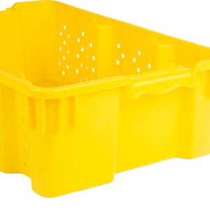 Hudson Exchange 24 x 16 x 7.3" (7.5 Gallon) Agricultural Nest and Stack Vented Crate Handled Storage Container Tote, Yellow (4 Pack)