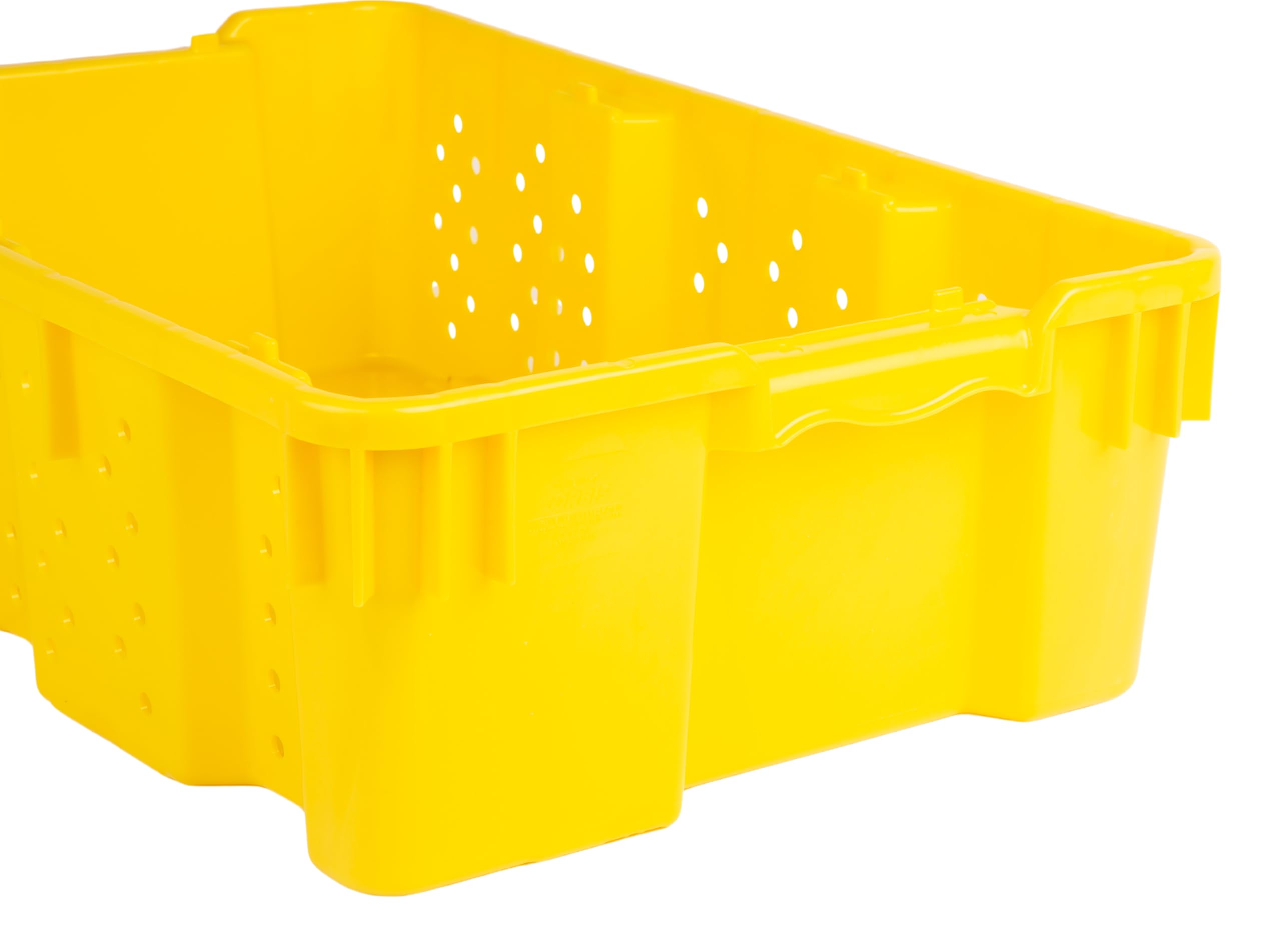 Hudson Exchange 24 x 16 x 7.3" (7.5 Gallon) Agricultural Nest and Stack Vented Crate Handled Storage Container Tote, Yellow (4 Pack)