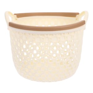 magiclulu flexible laundry baskets, 20cm hollow out plastic laundry hamper washing basket clothes bin sundries storage organizer with carry handles for bathroom beige