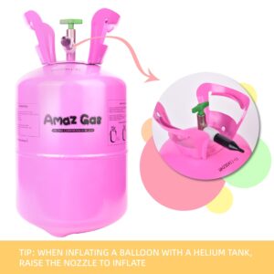 Amaz Gas Helium Tank 7L, Party Supplies, with 50ml Balloon Treatment Liquid, Ideal for Birthday, Christmas, Thanksgiving, Anniversary, New Year, Weddings - Pink(1 Box)