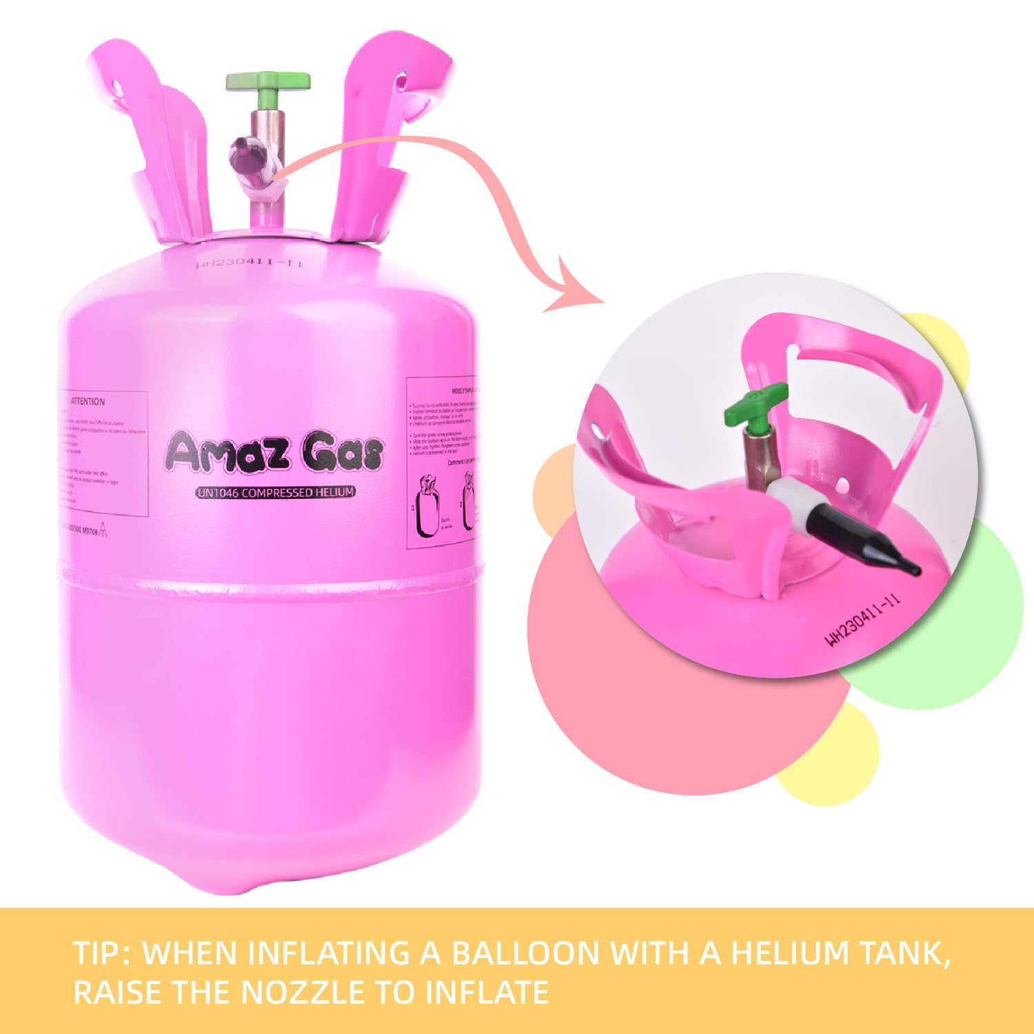 Amaz Gas Helium Tank 7L, Party Supplies, with 50ml Balloon Treatment Liquid, Ideal for Birthday, Christmas, Thanksgiving, Anniversary, New Year, Weddings - Pink(1 Box)