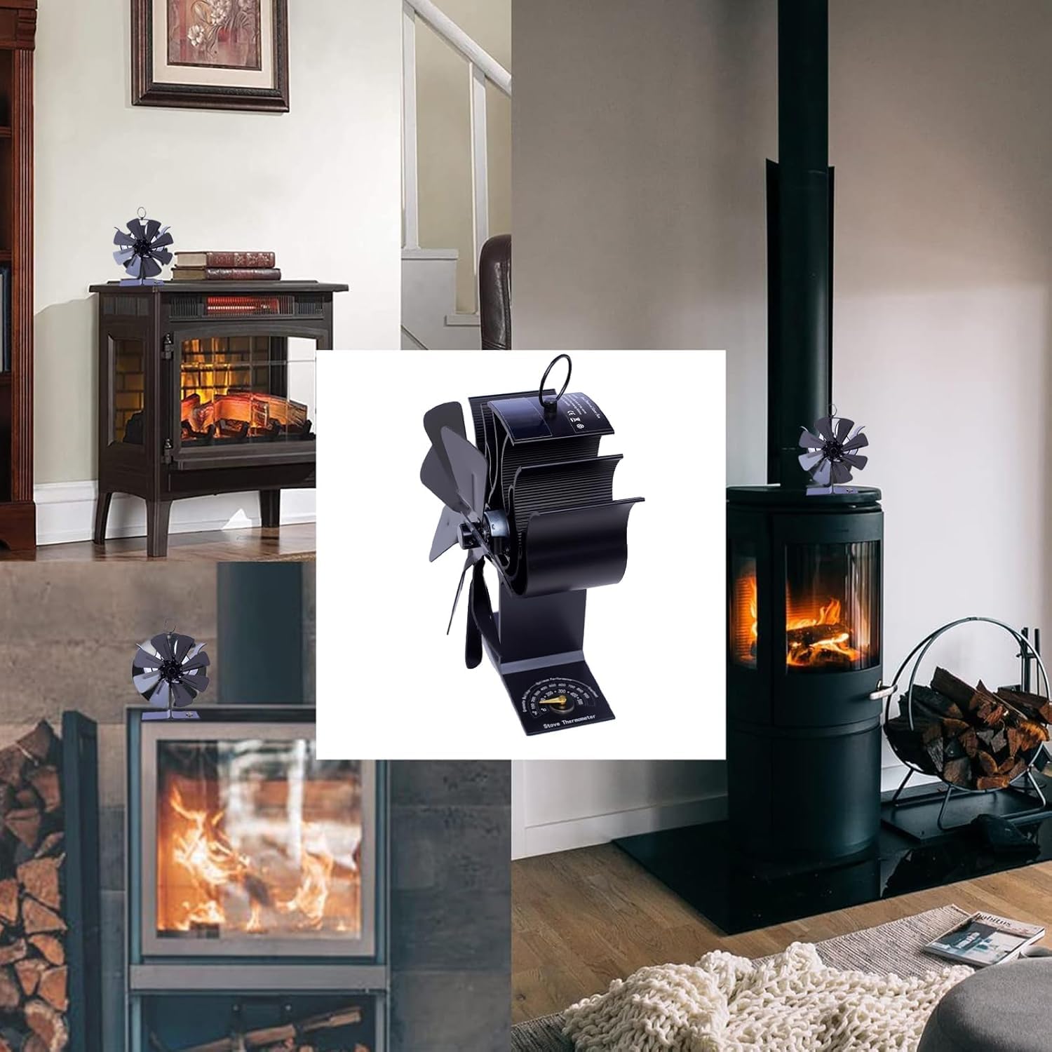 ToolTronix 8-Blade Heat Powered Stove Fan for Wood/Log Burner/Fireplace increases 80% more warm air than 2 blade fan…