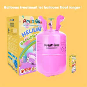 Amaz Gas Helium Tank 7L, Party Supplies, with 50ml Balloon Treatment Liquid, Ideal for Birthday, Christmas, Thanksgiving, Anniversary, New Year, Weddings - Pink(1 Box)