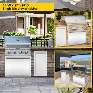 PUNCTN Outdoor Kitchen Drawers14Wx27Hx20D Inch, Outdoor Kitchen Trash Drawer Storage, Pull-Out Tray Stainless Steel Trash Drawer Without Handle Design for Outdoor Kitchen BBQ Island