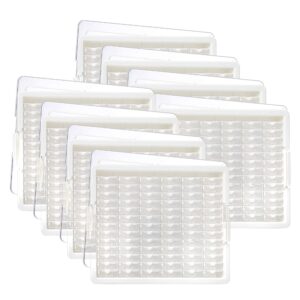 bead storage solutions elizabeth ward plastic tray and bead organizer, 78 containers of various sizes, tray, and lid for beads, 8 pack, clear