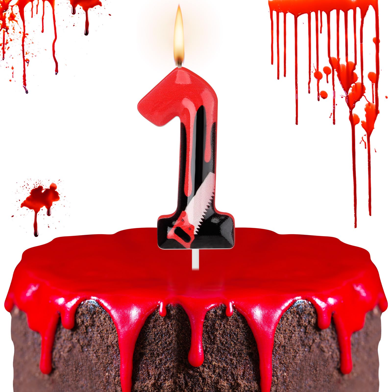 Photect Bleeding Number Candle Halloween Birthday Candle Have a Killer Birthday Cake Topper for Gothic Birthday Decoration Horror Themed Halloween Party (Number 1)