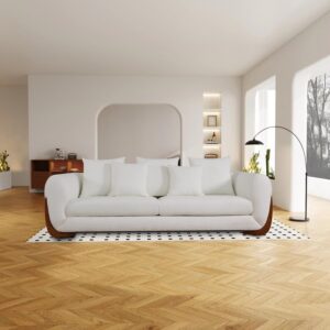 GEBADOL 86" Modern Living Room Furniture, White Sherpa Couch, 3 Seater Lambswool Sofa for Living Room/Apartment/Office