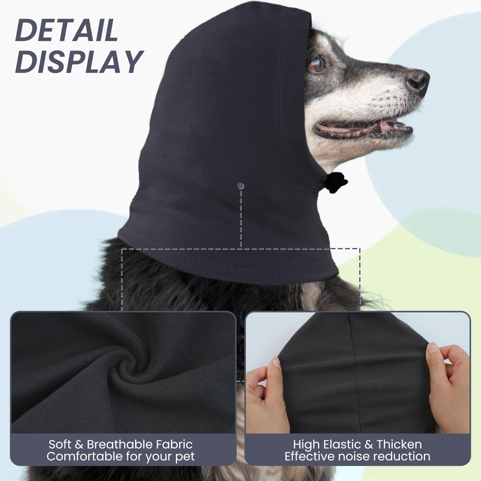 Nanaki Calming Dog Ear Covers for Noise Bath, Dog Ear Wraps Noise Protection, Dog Ear Protection for Anxiety Relief, Dog Calming Hood, Dog Grooming Force Drying Hoodie, Head Muffs for Dogs and Cats