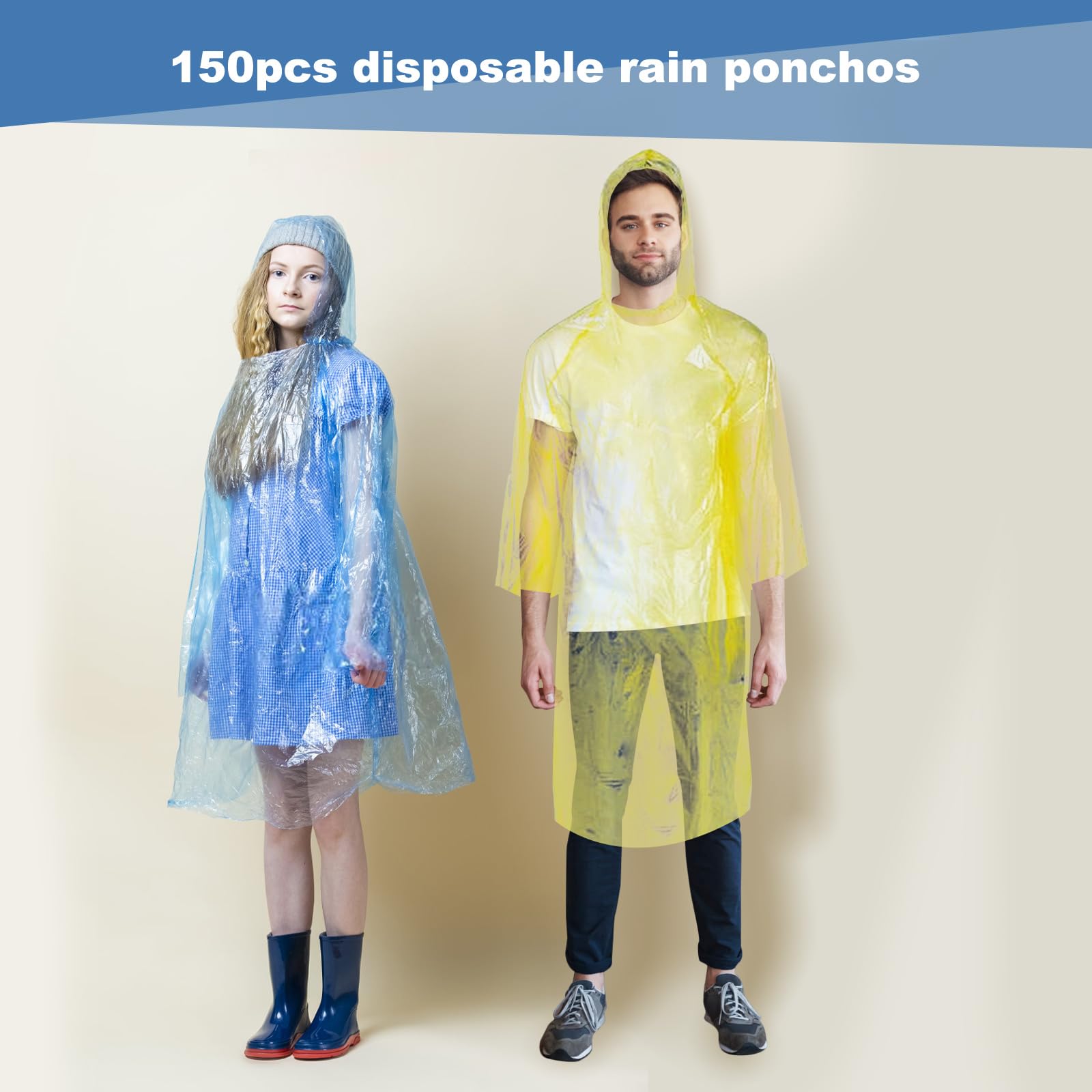 150 Pcs Disposable Rain Ponchos for Women Bulk,Emergency Ponchos Rain Adult for Men Women Kids Travelling Camping Hiking