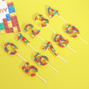 Building Blocks Birthday Cake Candle - Numeral Birthday Candles for Boys Girls, Building Block Candles Cake Topper Themed Party Cake Decorations (Number 6)