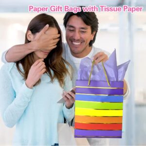 MUMULULU 5 Pack Paper Gift Bags with Handle and Tissue Paper Birthday Gift Bags Rainbow Gift Bags for Birthday Party Baby Shower Wedding Holiday Presents