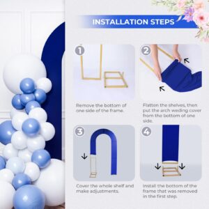 Babenest 7.2Ft Spandex Open Arch Backdrop Cover, Fitted Double-Sided U-Shaped Wedding Arch Cover, Round Top Chiara Stand Cover for Ceremony Baby Shower Birthday Party Decoration (Royal Blue)