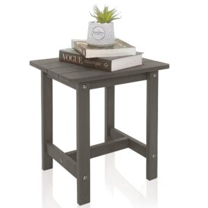 juserox outdoor side table, adirondack small patio table, plastic small outdoor table, hdps side table for pool, balcony, porch, deck, backyard, indoor or outdoor use, grey