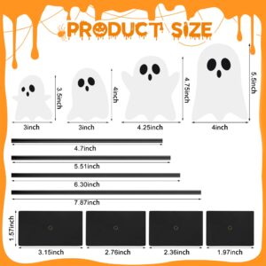 Halloween Standing Table Decor Ghost Wooden Signs Halloween Tiered Tray Decorations Ghost Table Centerpiece Tall Block Sign for Halloween Party Home Room Decor, 4 Pcs