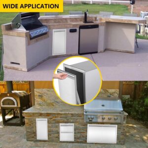 PUNCTN Outdoor Kitchen Drawers14Wx27Hx20D Inch, Outdoor Kitchen Trash Drawer Storage, Pull-Out Tray Stainless Steel Trash Drawer Without Handle Design for Outdoor Kitchen BBQ Island