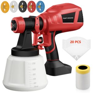 cordless paint sprayer compatible with milwaukee m18 18v battery, spray paint gun with 5 copper nozzles, electric paint sprayer for house painting, paint sprayers for home interior, fence (tool only)