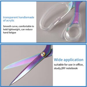 Acrylic Scissors, 9” Ultra-Sharp Titanium Coated Blades and Sharp All-Purpose Scissors, Sewing Scissors, Office Scissors, Comfortable Handle Design, Versatile Usage (Rainbow)